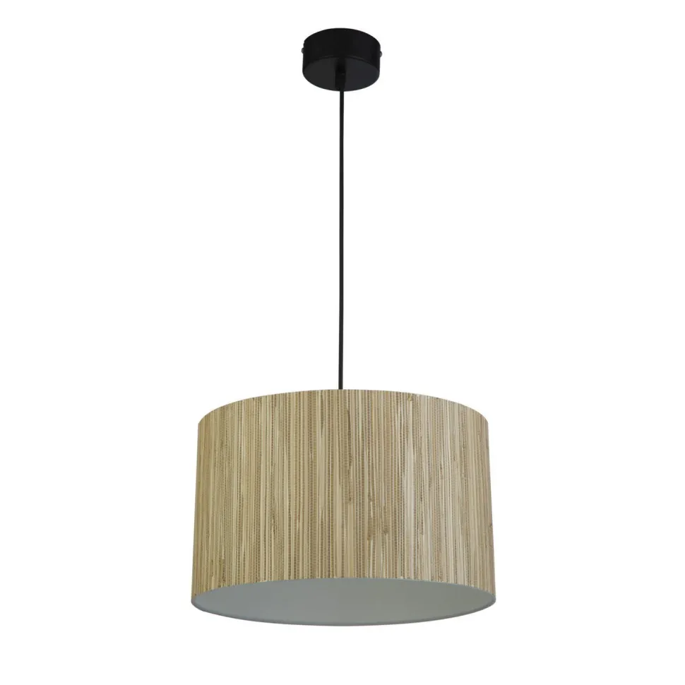 Runde Pendelleuchte Holz Metall E27 B:35 cm natürlich