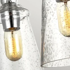 Runde Pendelleuchte Metall Glas Ø 47,9 cm Chrom 3-flammig E27