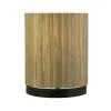 Runde Tischlampe Bambus Metall klein 23 cm natürlich