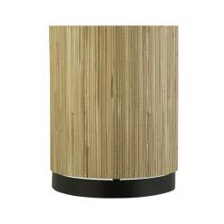 Runde Tischlampe Bambus Metall klein 23 cm natürlich
