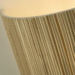 Runde Tischlampe Bambus Metall klein 23 cm natürlich