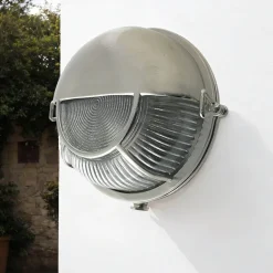 Runde Wandleuchte außen Messing Glas E27 IP64 Maritim