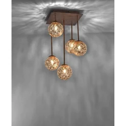 Rustikale Deckenlampe Metall G9 B:27 cm Kugeln Gold