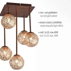 Rustikale Deckenlampe Metall G9 B:27 cm Kugeln Gold
