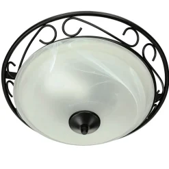 Rustikale Deckenleuchte Weiß Schwarz Alabaster Glas