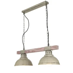 Rustikale Pendelleuchte HAKON Shabby Weiß Echt Holz