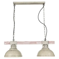 Rustikale Pendelleuchte HAKON Shabby Weiß Echt Holz