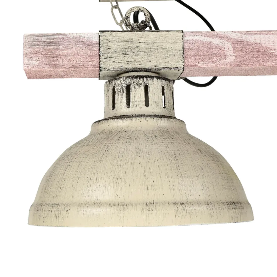 Rustikale Pendelleuchte HAKON Shabby Weiß Echt Holz