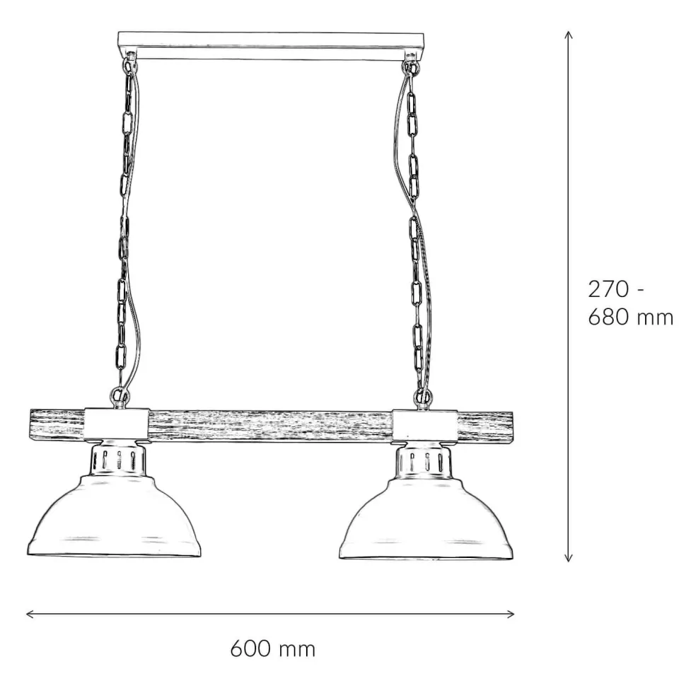 Rustikale Pendelleuchte HAKON Shabby Weiß Echt Holz