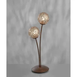 Rustikale Tischlampe Metall Rostbraun Gold 52 cm 2-flmg