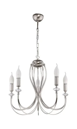 Rustikaler Kronleuchter Metall in Nickel E14 5-flammig