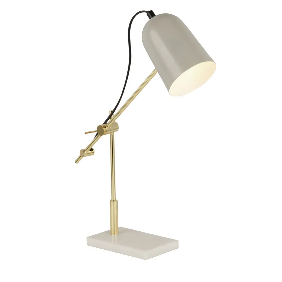 Schreibtischlampe Grau Gold verstellbar 49 cm Marmor Sockel