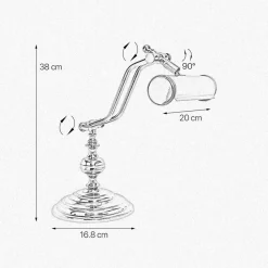 Schreibtischlampe Messing poliert 38 cm schwenkbar E14