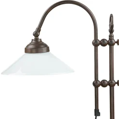 Schreibtischlampe Messing Glas 49 cm E27 Braun Weiß