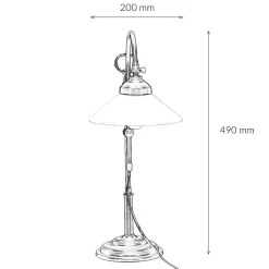 Schreibtischlampe Messing Glas 49 cm E27 Braun Weiß