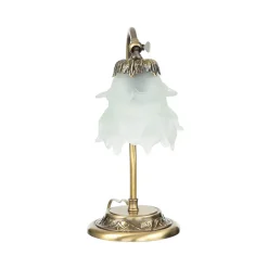 Schreibtischlampe Messing Glas Floral schwenkbar