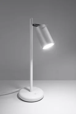 Schreibtischlampe Metall 43 cm hoch schwenkbar Weiß