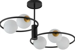 Schwarze Deckenleuchte Metall G9 5-flammige Glas Kugel