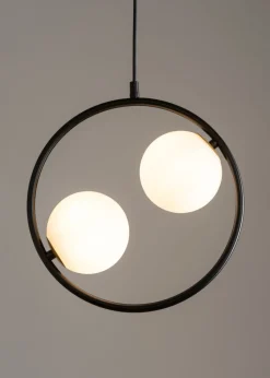 Schwarze Hängelampe Modern Glas Kugel Metall bis 0,9 cm