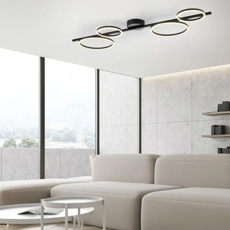 Schwarze LED Deckenlampe Metall 120 cm länglich 4850 lm