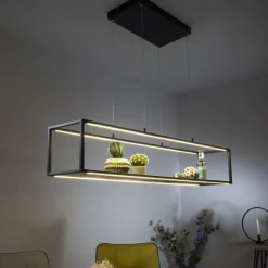 Schwarze LED Hängelampe dimmbar Touch 105 cm Memory