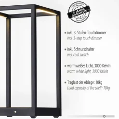 Schwarze LED Tischlampe dimmbar Touch 26 cm 4 W Memory