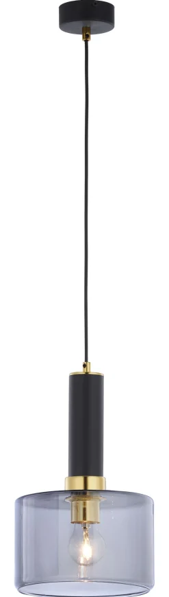 Schwarze Pendelleuchte Glas Metall E27 Ø20cm rund