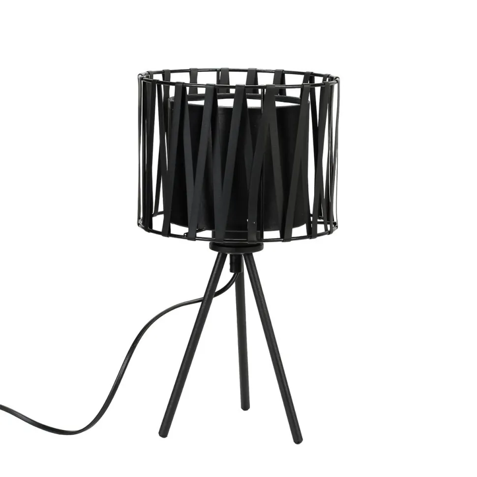 Schwarze Tischleuchte Metall H 35cm Doppelschirm