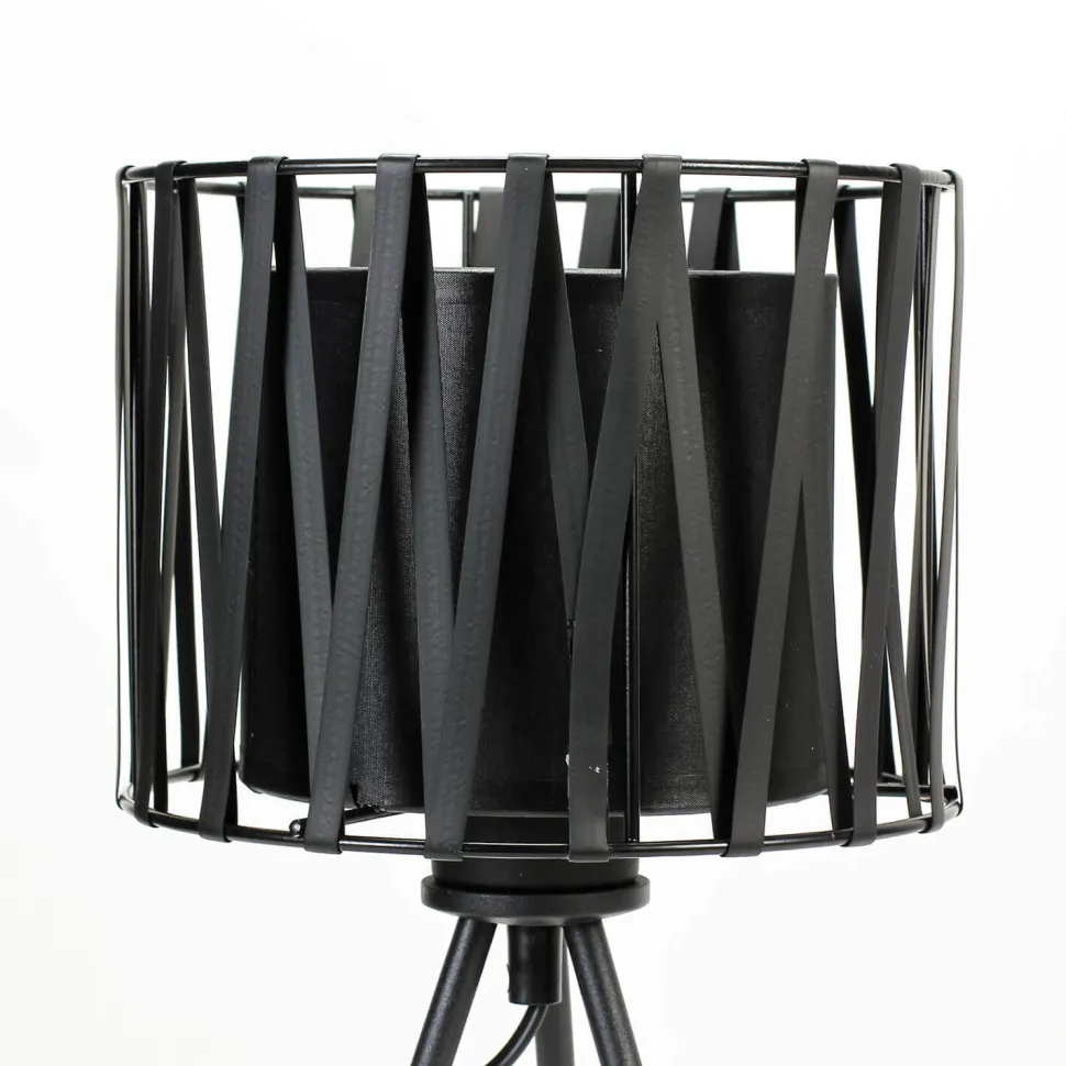 Schwarze Tischleuchte Metall H 35cm Doppelschirm