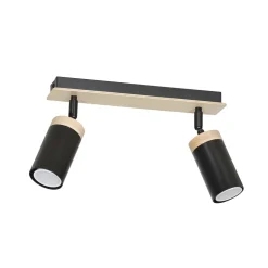 Schwarzer Deckenstrahler Holz Metall GU10 Wohnzimmer