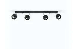 Schwarzer Strahler Stahl 4-flammig 80cm lang Retro GU10