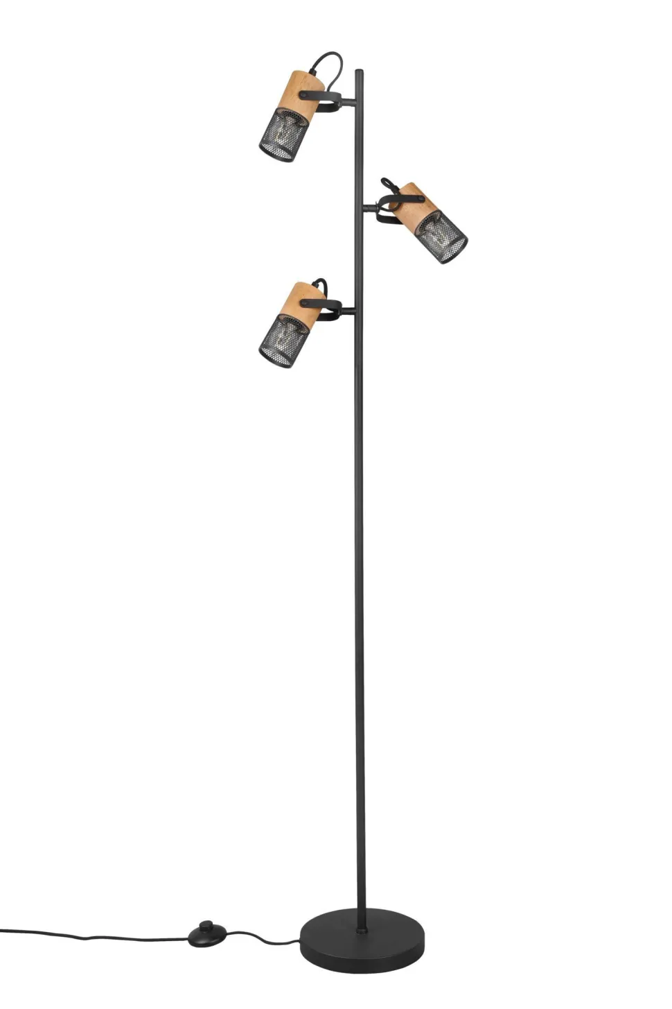 Schwenkbare Stehlampe Metall Holz 150 cm E14 Vintage