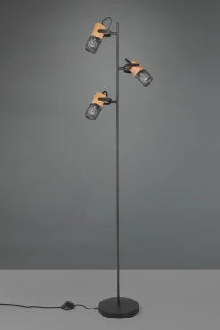 Schwenkbare Stehlampe Metall Holz 150 cm E14 Vintage