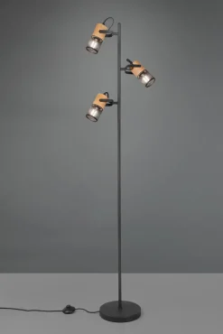 Schwenkbare Stehlampe Metall Holz 150 cm E14 Vintage