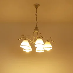 Shabby Weiß Pendelleuchte Metall 5-flmg Esstisch