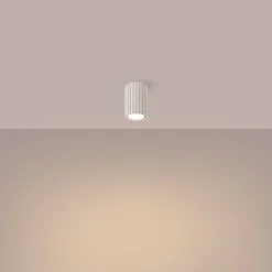 Spot GU10 H: 10 cm Ø 6,5 cm klein Aufputz Aluminium in Creme