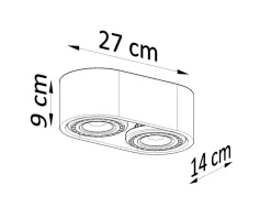 Spot Lampe Beton 2x GU10 L: 27 cm H: 9 cm klein Decke