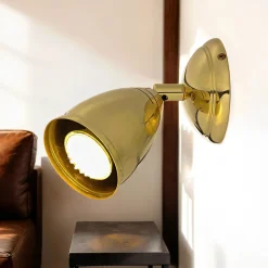 Spot Lampe klein Messing massiv E27 verstellbar