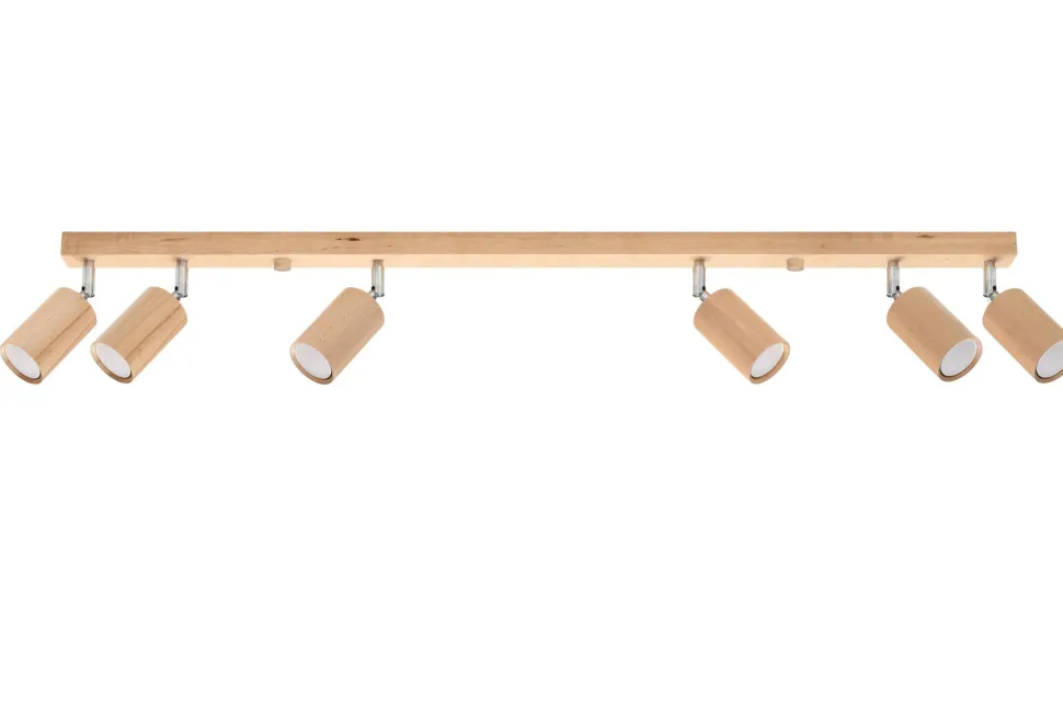 Spot Strahler Holz 120 cm lang 6-flammig schwenkbar