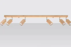 Spot Strahler Holz 120 cm lang 6-flammig schwenkbar