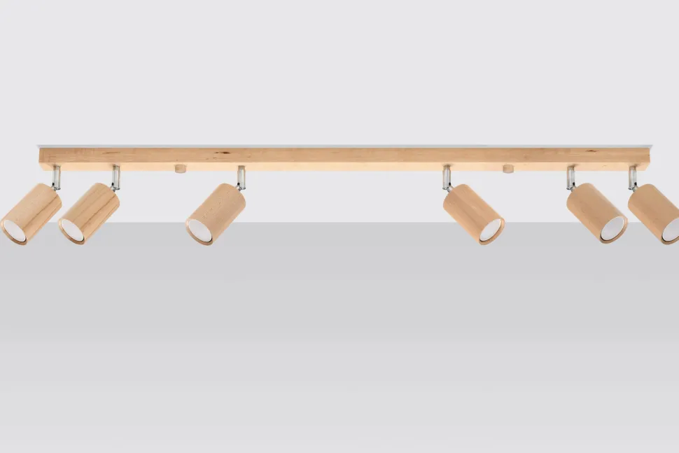 Spot Strahler Holz 120 cm lang 6-flammig schwenkbar