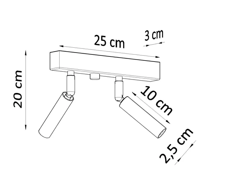 Spot Strahler Schwarz Metall 25 cm klein 2-flammig