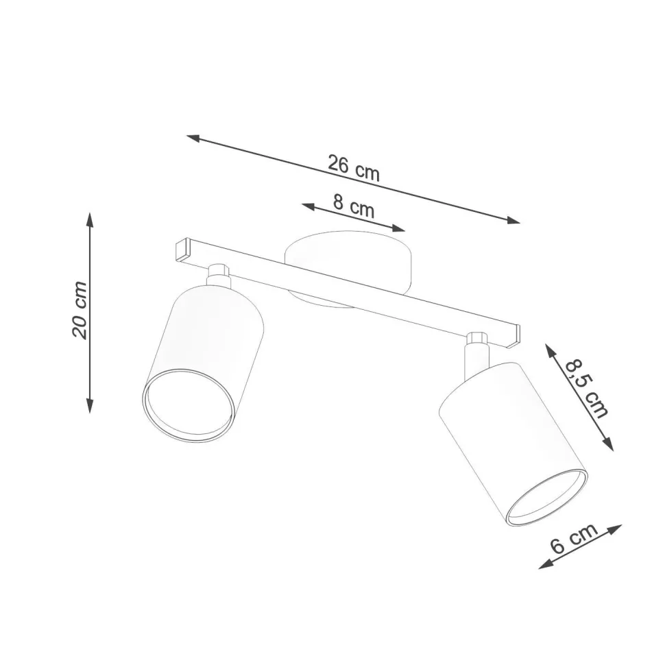 Spot Strahler Weiß Metall länglich 2-flammig 26 cm GU10