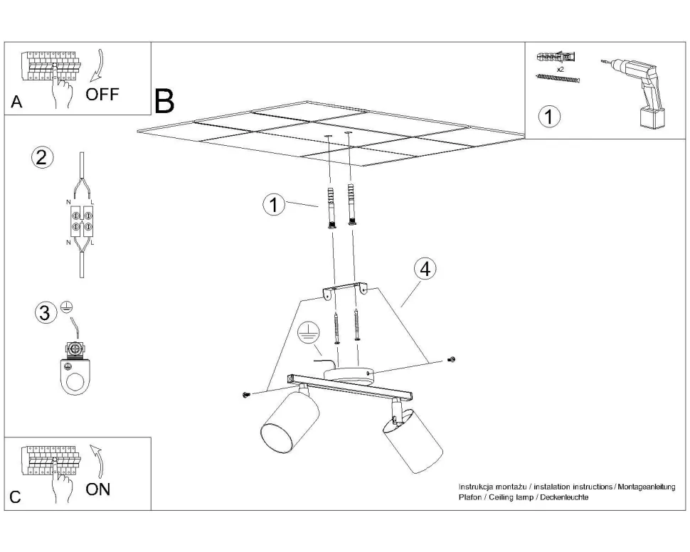 Spot Strahler Weiß Metall länglich 2-flammig 26 cm GU10