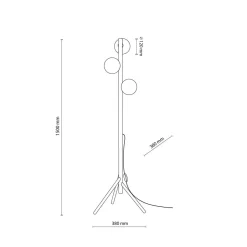 Stehlampe 150 cm klein Holz Glas 3x G9 Dreibein MIEKE