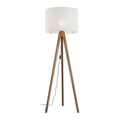 Stehlampe Dreibein klein 145 cm E27 Skandi Holz Leinen