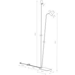 Stehlampe 2-flammig 212-216 cm GU10 in Schwarz Gold