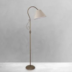 Stehlampe groß 190 cm E27 schwenkbar Messing Stoff Rustikal