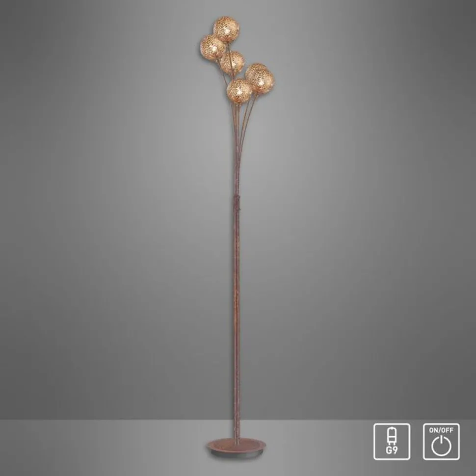 Stehlampe groß Metall Rostbraun Gold 181,2 cm G9 6-flmg