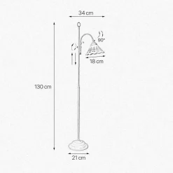 Stehlampe Keramik Messing 130 cm in Bronze Antik Weiß E27